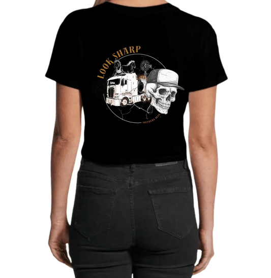Look Sharp Cropped T-Shirt - Southern Blue