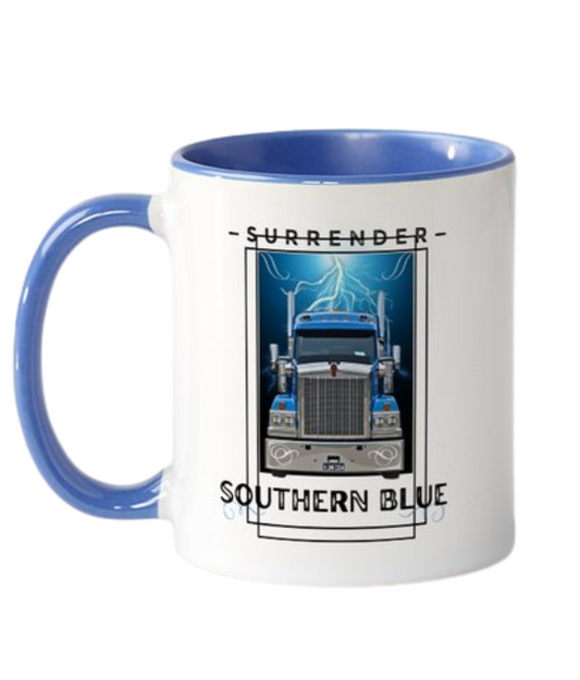 Mug with truck design and 'Surrender' Southern Blue 