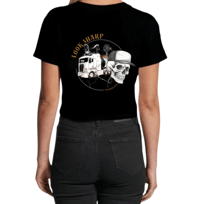 Look Sharp Cropped T-Shirt - Southern Blue